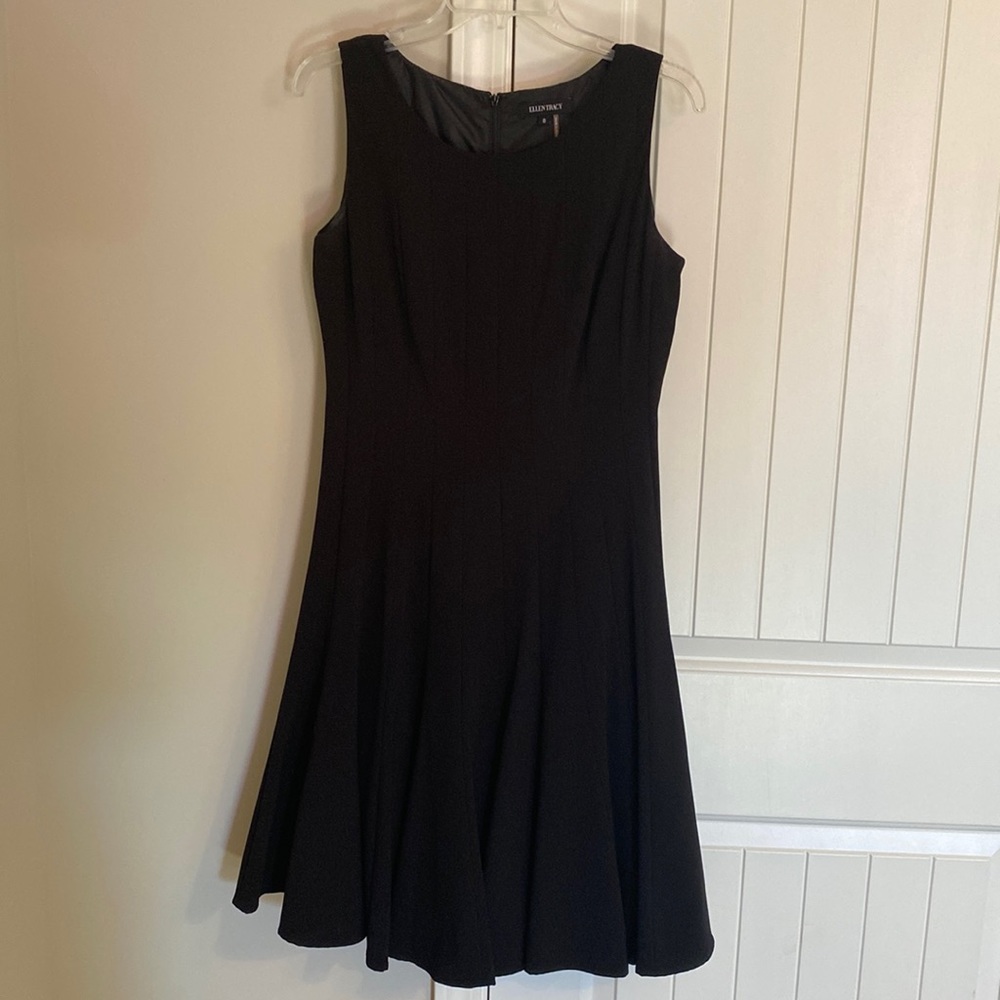 Ellen Tracy pleated black midi dress